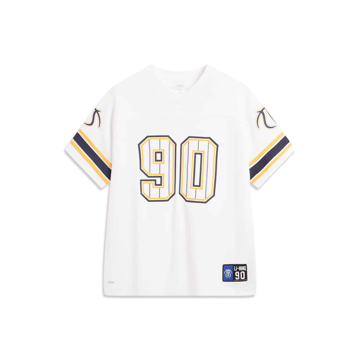 李宁童装儿童足球服透气网眼短袖T恤男大童夏季圆领透气球衣白色