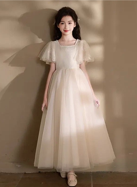 儿童礼服女童婚纱裙中大童钢琴演奏主持人大提琴演出服生日晚礼服