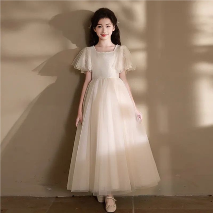 儿童礼服女童婚纱裙中大童钢琴演奏主持人大提琴演出服生日晚礼服