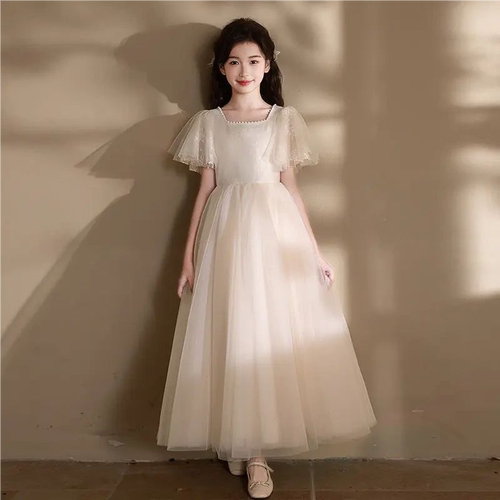 儿童礼服女童婚纱裙中大童钢琴演奏主持人大提琴演出服生日晚礼服