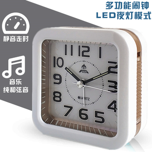 富达闹钟静音床头学生创意夜光简约卧室卡通儿童电子多功能小闹钟