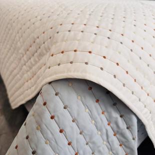 圆点绣花全棉高密府绸绗缝被夹棉床盖纯棉双人韩式可机洗空调被