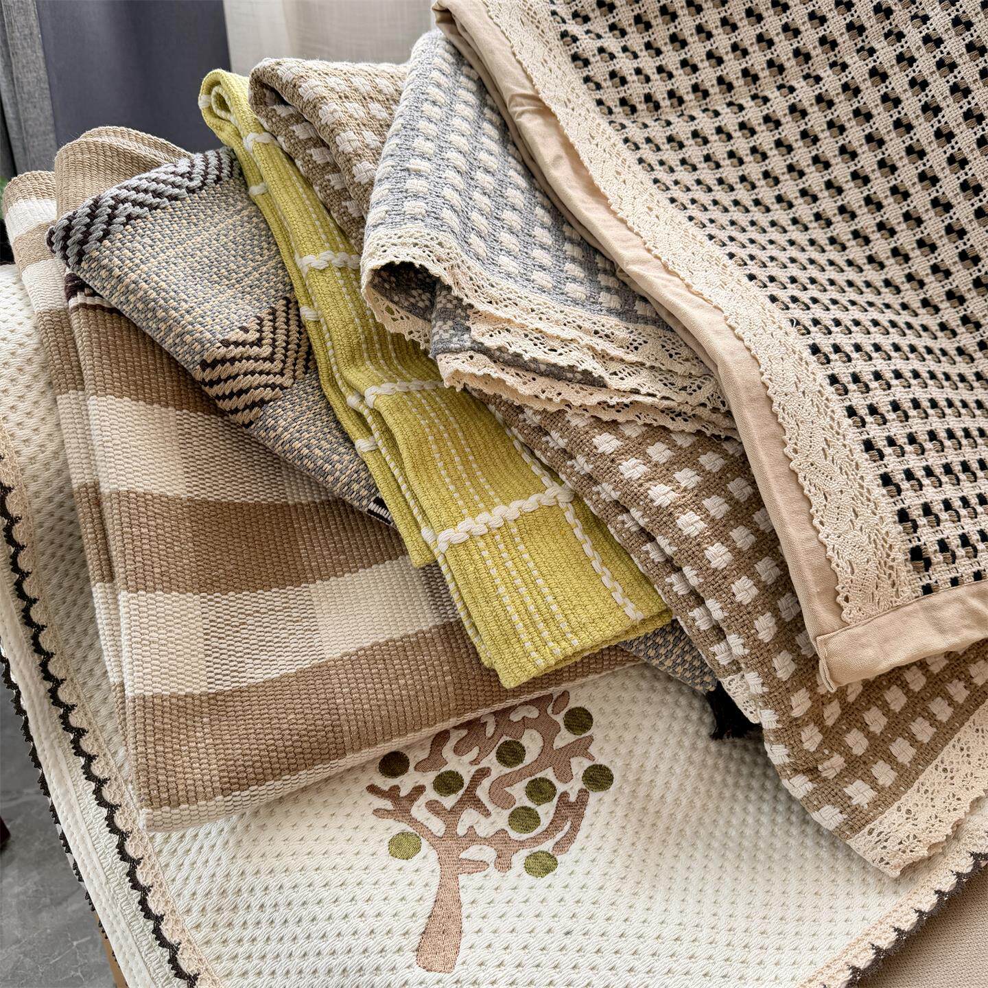 孤品棉线编织四季沙发垫坐垫布艺沙发套巾棉地垫全棉沙发垫可机洗