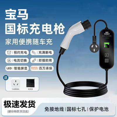 宝马i3新能源电动汽车充电枪器桩随车充家用便携式免接地线3KW16A