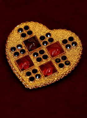 yuwelry欧美vintage中古果冻琉璃爱心复古宫廷风胸针真皮腰带皮带