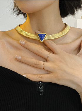 yuwelry青金石铜弹簧女中古项圈