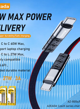 Azeada大功率60W适用苹果快充华为小米数据线荣耀手机充电线