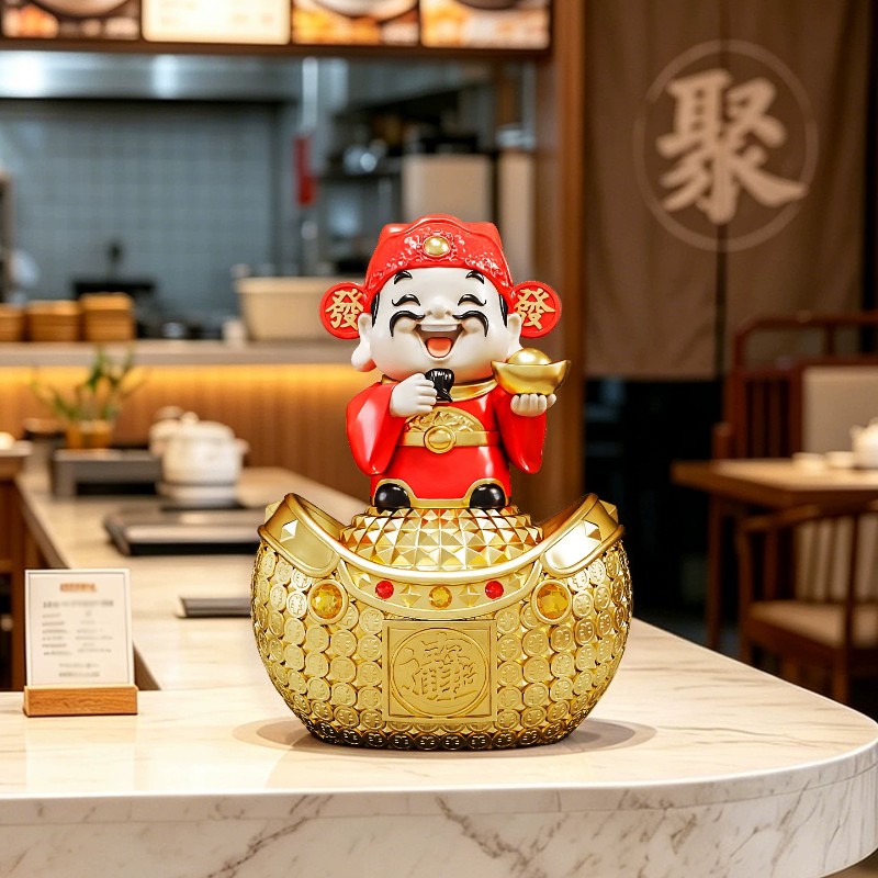 元宝财神爷存钱罐摆件中式家居玄关桌面装饰品店铺开业招财工艺品
