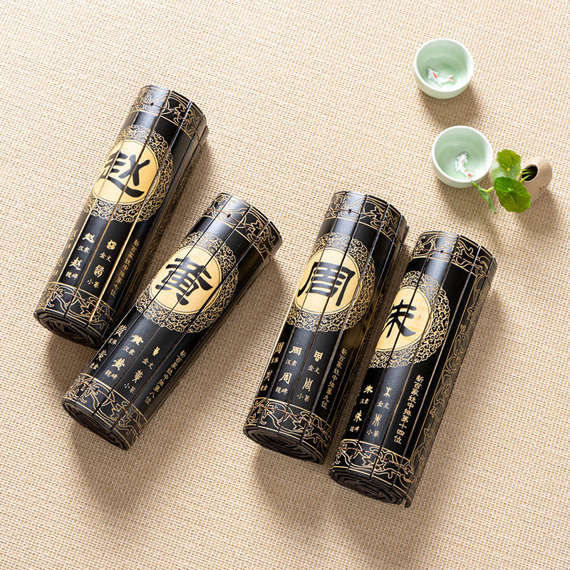 百家姓竹简创意中式摄影道具办公桌面摆设竹编姓氏古风博古架摆件