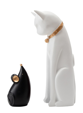 现代创意简约猫鼠和睦相处树脂酒柜装饰摆件家居饰品结婚乔迁送礼