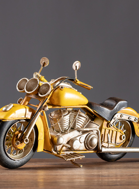 复古怀旧手工摩托车客厅电视柜酒柜仿真铁艺车模型家居装饰品摆件