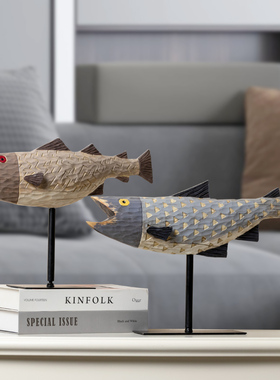 快速发货现代创意支架鱼摆t件家居饰品玄关客厅房间装饰品橱窗可