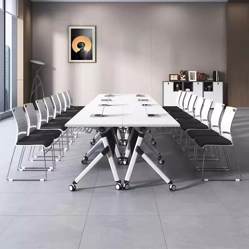 双人折叠会议桌椅组人课桌可移动活动拼接长条桌会议室办公培训桌