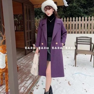 双面呢羊绒大衣女中长款2025冬款韩版高端气质小个子亮丝呢子外套