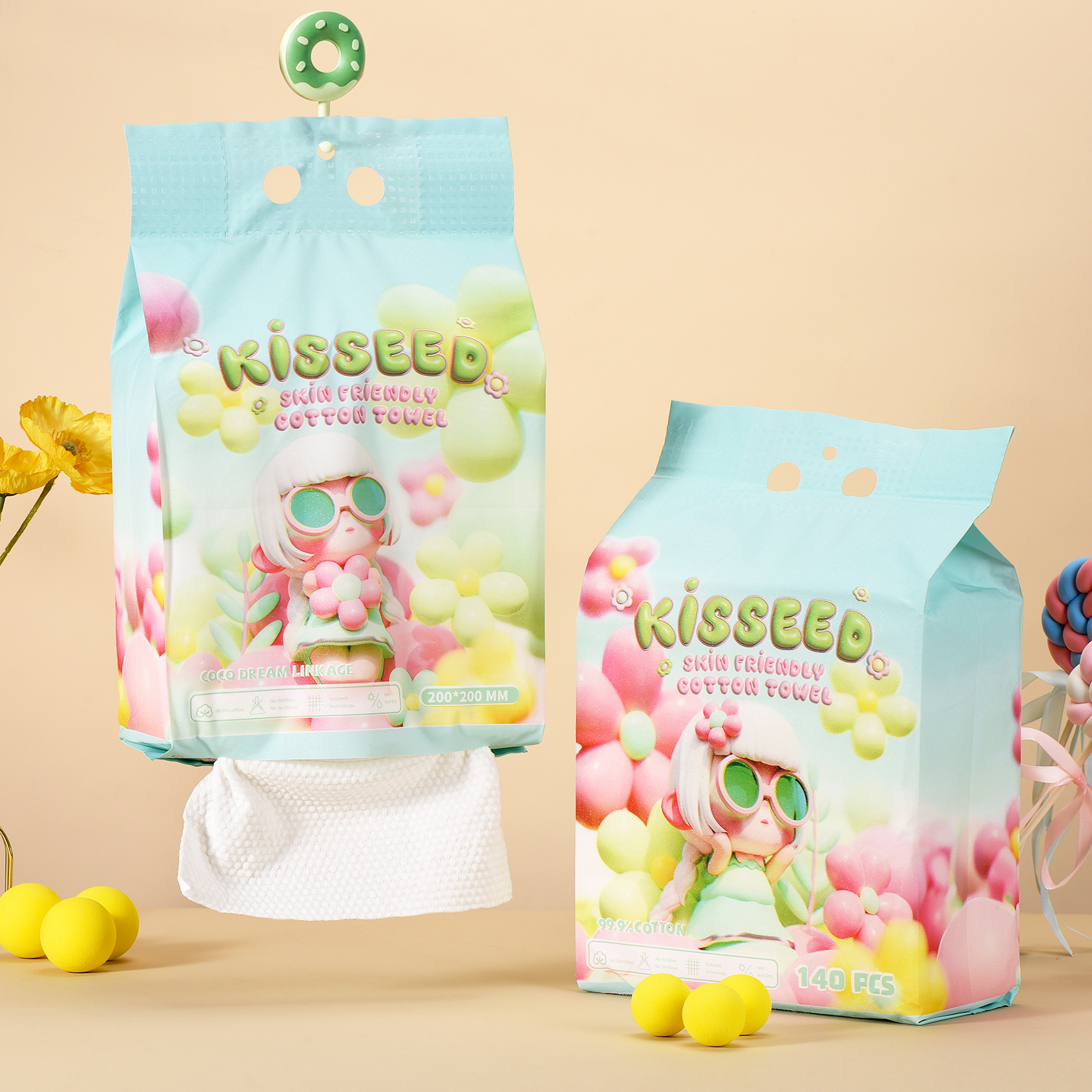 KSD母婴纯棉加厚棉柔巾140抽EF纹