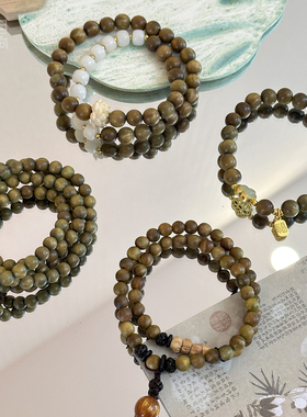 绿檀木新中式串珠手链民族风手串复古弹力绳国潮古风手饰冷淡风女