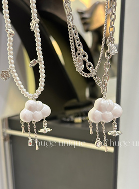 出格小众设计感珍珠云朵项链吊坠锁骨链欧美风时尚高版本颈链