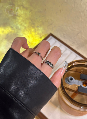 女铜ins风精致素圈两件套戒指