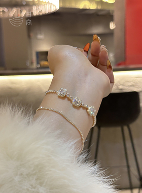 轻奢铜锆石小方糖手链女