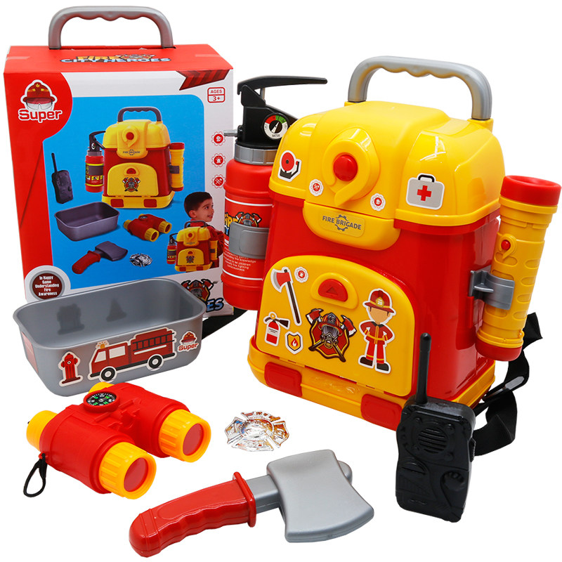 儿童消防员玩具背包装备套装幼儿过家家玩具