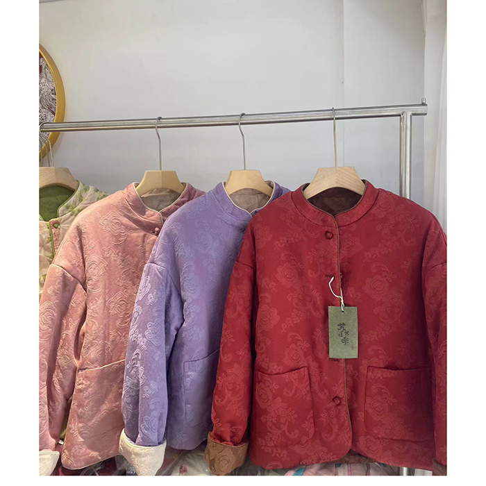 新疆棉花棉衣【不是丝绵】双面穿 里外纯棉立领短款棉袄棉麻女装