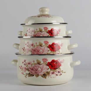 搪瓷汤锅加厚搪瓷锅双耳炖锅煮面锅奶锅搪瓷盖盆汤锅搪瓷