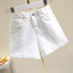 显瘦浅色弹力a字百搭热裤 白色高腰牛仔短裤 韩版 休闲修身 子 女夏季
