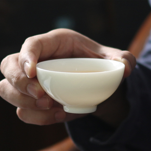 70ml德化白瓷斗笠杯羊脂玉瓷陶瓷大号家用喝茶杯子品茗杯功夫茶具