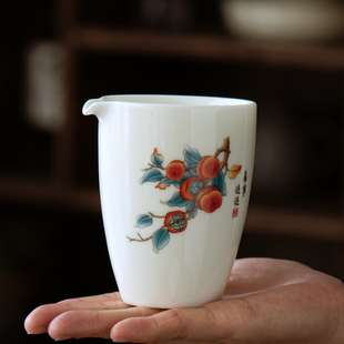 230ml羊脂玉瓷公道杯事事如意茶叶过滤分茶器茶具配件公匀杯茶海