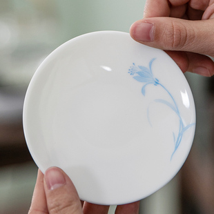 杯垫小清新青花瓷茶杯托隔热防烫陶瓷垫子茶艺道 羊脂玉白瓷