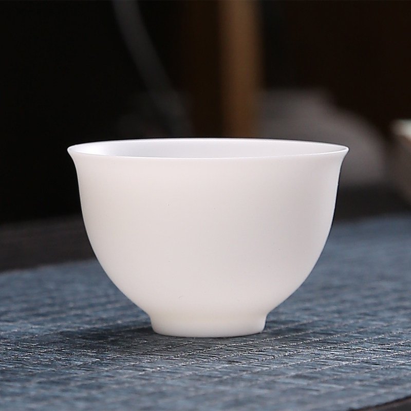 超薄胎功夫茶茶杯素烧猪油白品茗杯品香杯闻香聚香德化白瓷小茶杯