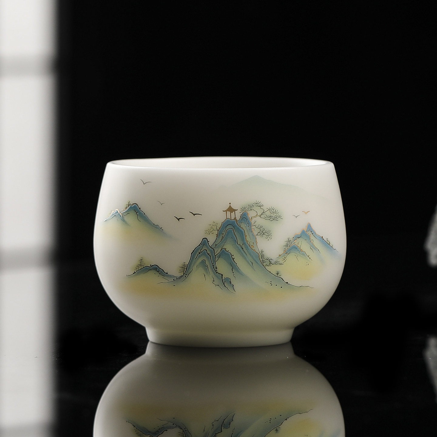 175ml大号主人杯哑光冰种玉瓷禅定杯单个茶杯家用喝水杯高档白瓷