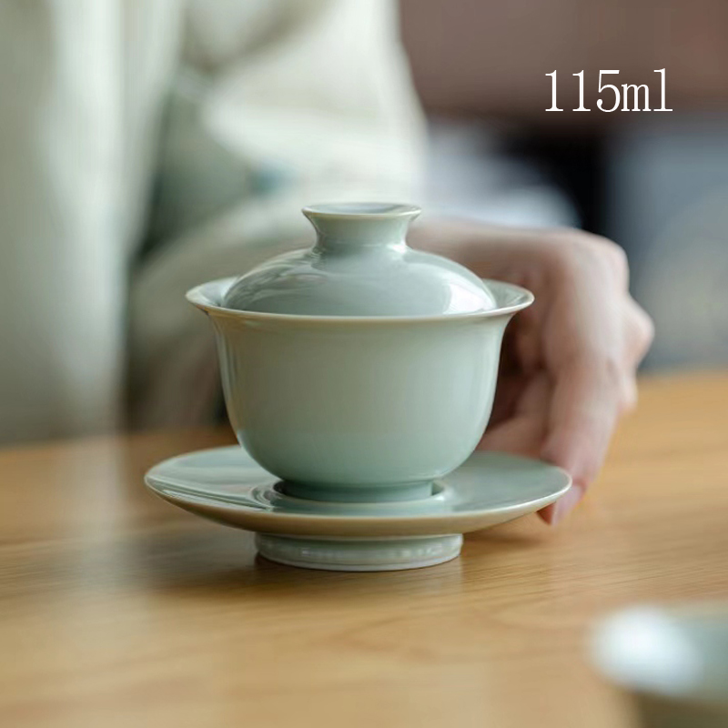 140ml宋青三才碗功夫家用茶具单个手工不烫手陶瓷盖碗泡茶碗