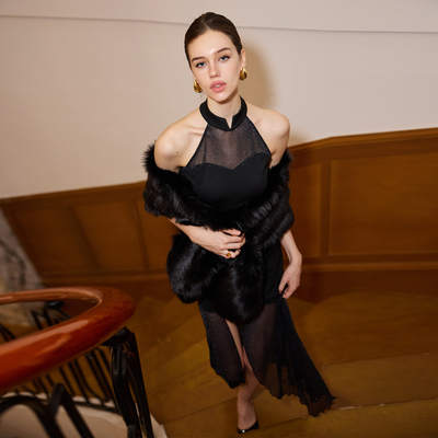 kilonova新中式飘纱拼接连衣裙女