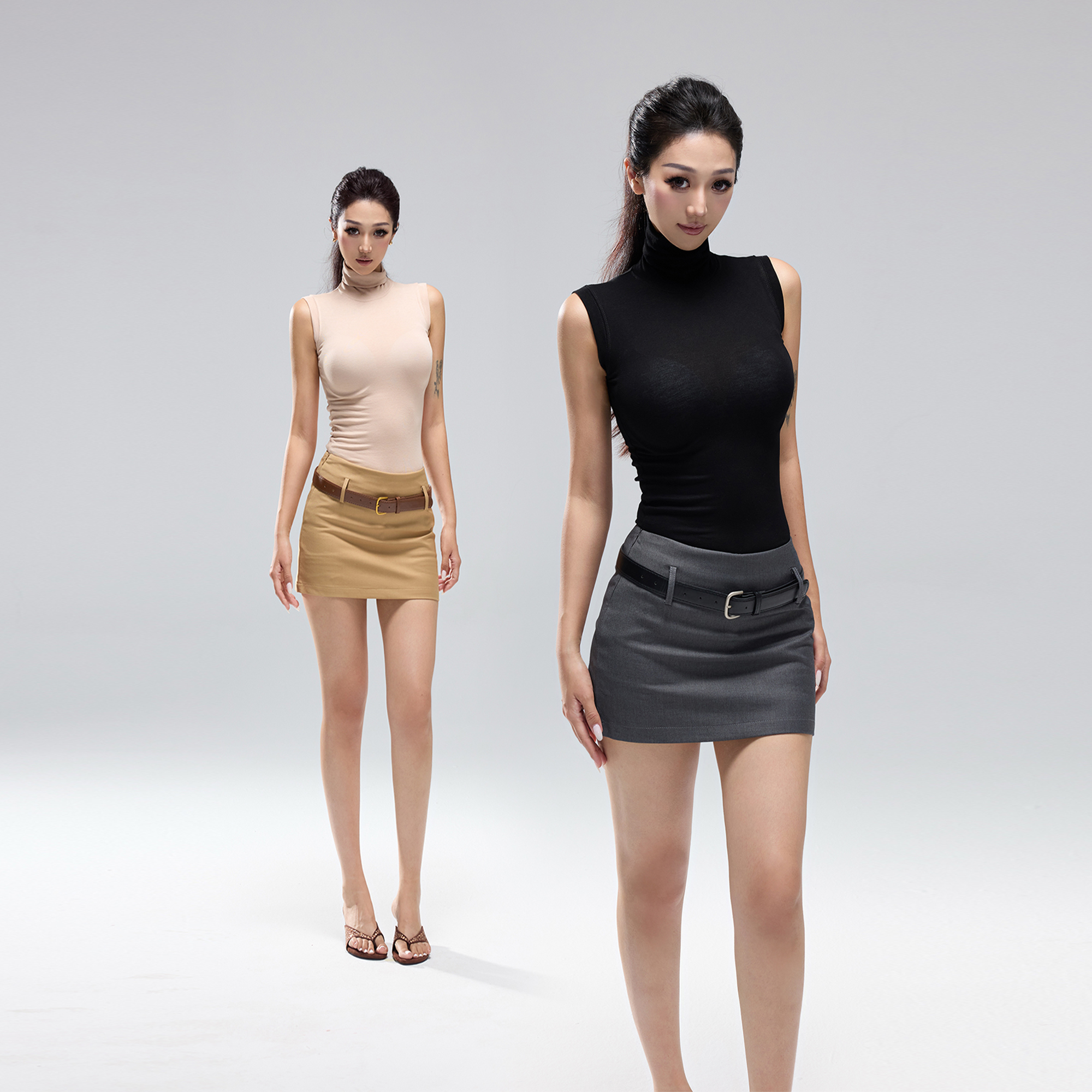 kilonova高领背心短裙辣妹套装