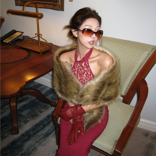 Kilonova环保皮草围脖围巾秋冬季百搭毛毛披肩女外搭高级感加厚