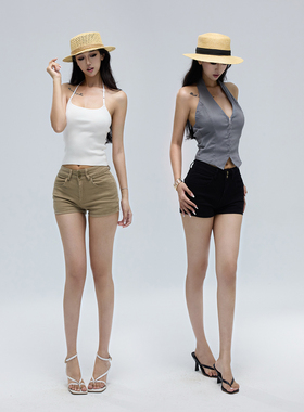 kilonova美式辣妹丰胯高腰短裤女夏季新款修身显瘦性感包臀热裤子