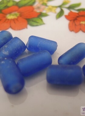 DIY 料器珠手工琉璃珠 宝蓝色管形散珠（小）/粒