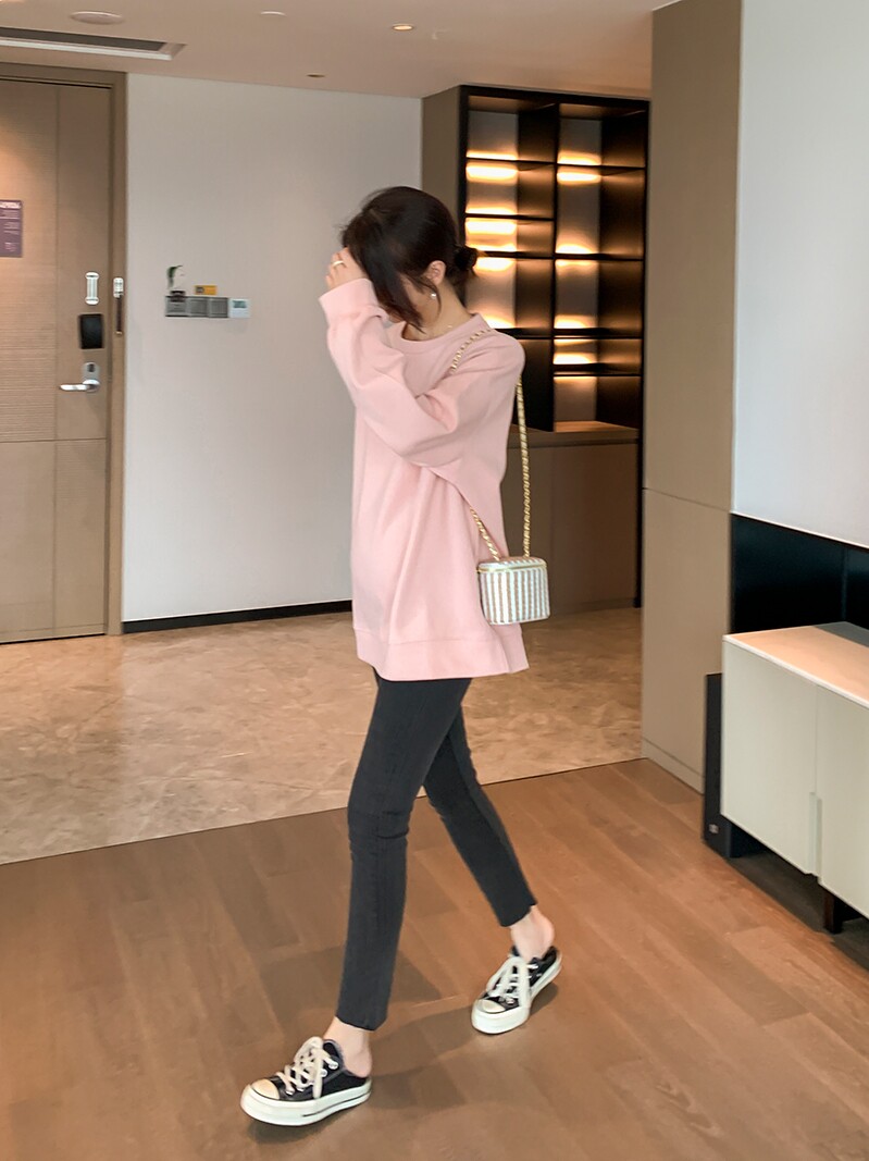 ZMA 임부복 [피치히츠콜라] 스웨트 셔츠 봄 가을 패션 정장 임부복 데님 레깅스 웨어 아우터