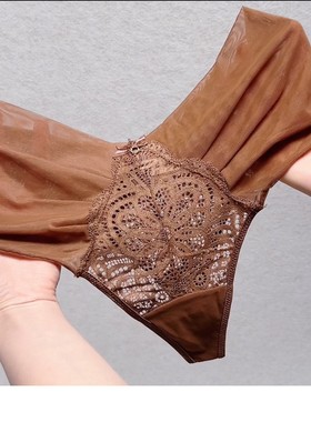 复古网纱羽翼性感透明蕾丝无痕性感丁字裤三角裤女黑色