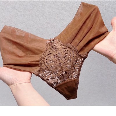 复古网纱羽翼性感透明蕾丝无痕性感丁字裤三角裤女黑色