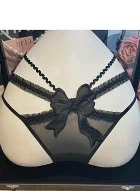 美腰透明诱惑约会战袍三角裤性感蝴蝶结蕾丝内裤女纯欲黑色红色