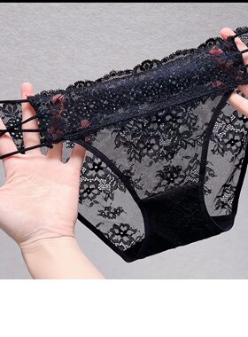 纯欲风热辣镂空舒适性感女士三角裤薄款蕾丝内裤少女法式爆款镂空