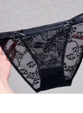 三角白色内裤网纱蕾丝裤衩少女丁字裤一根带舒适不勒腿日韩系黑色