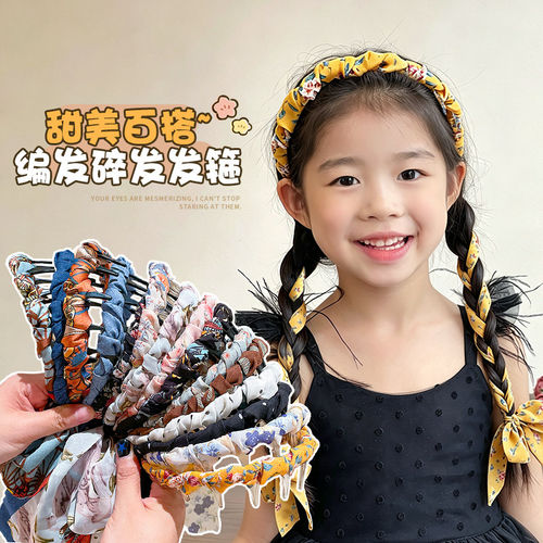 儿童超仙波点长飘带发箍新款发带丝巾绑发外出百搭小女孩头箍发饰