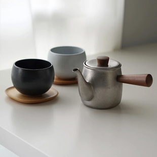 日本宫崎制作所磨砂小茶壶不锈钢日式急须带过滤网单人冲泡茶器