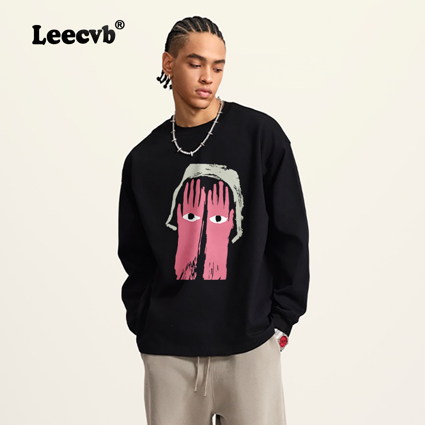 Leecvb 潮流美式长袖t恤男生2025春秋新款青少年男女同款宽松上衣