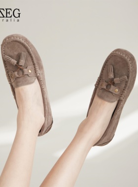 OZZEG【阿伟专属】夏季休闲单鞋女豆豆鞋真皮乐福鞋一脚蹬223303