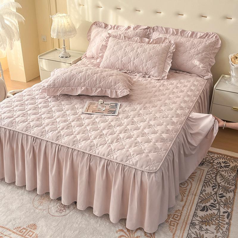 新款夹棉床裙四季床围裙罩床罩单件款防滑床单下摆带裙边防尘遮丑