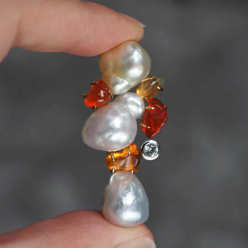 设计师款巴洛克珍珠胸针吊坠两用